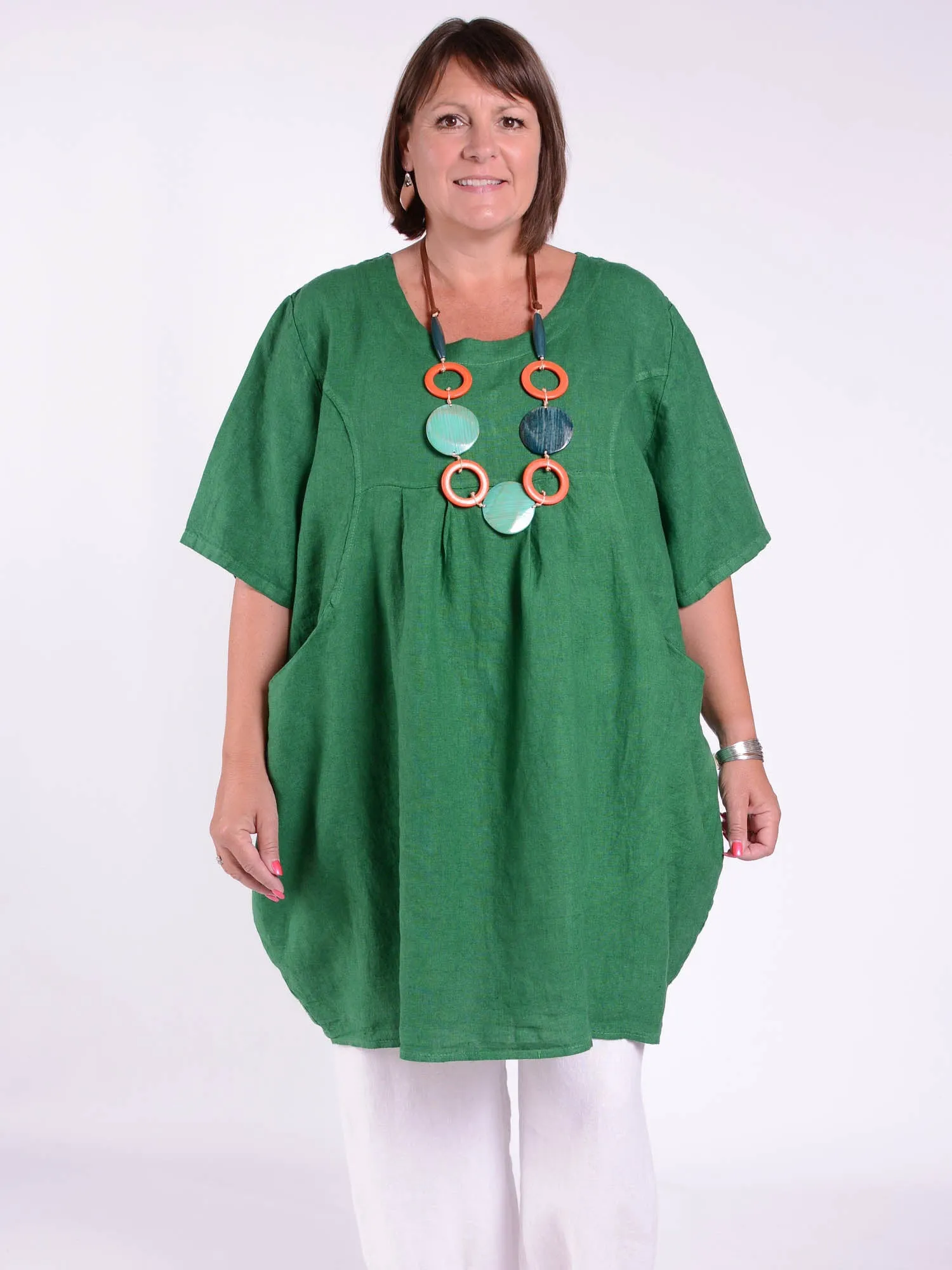 Heavy Linen Quirky Tunic Short Sleeve - 9457