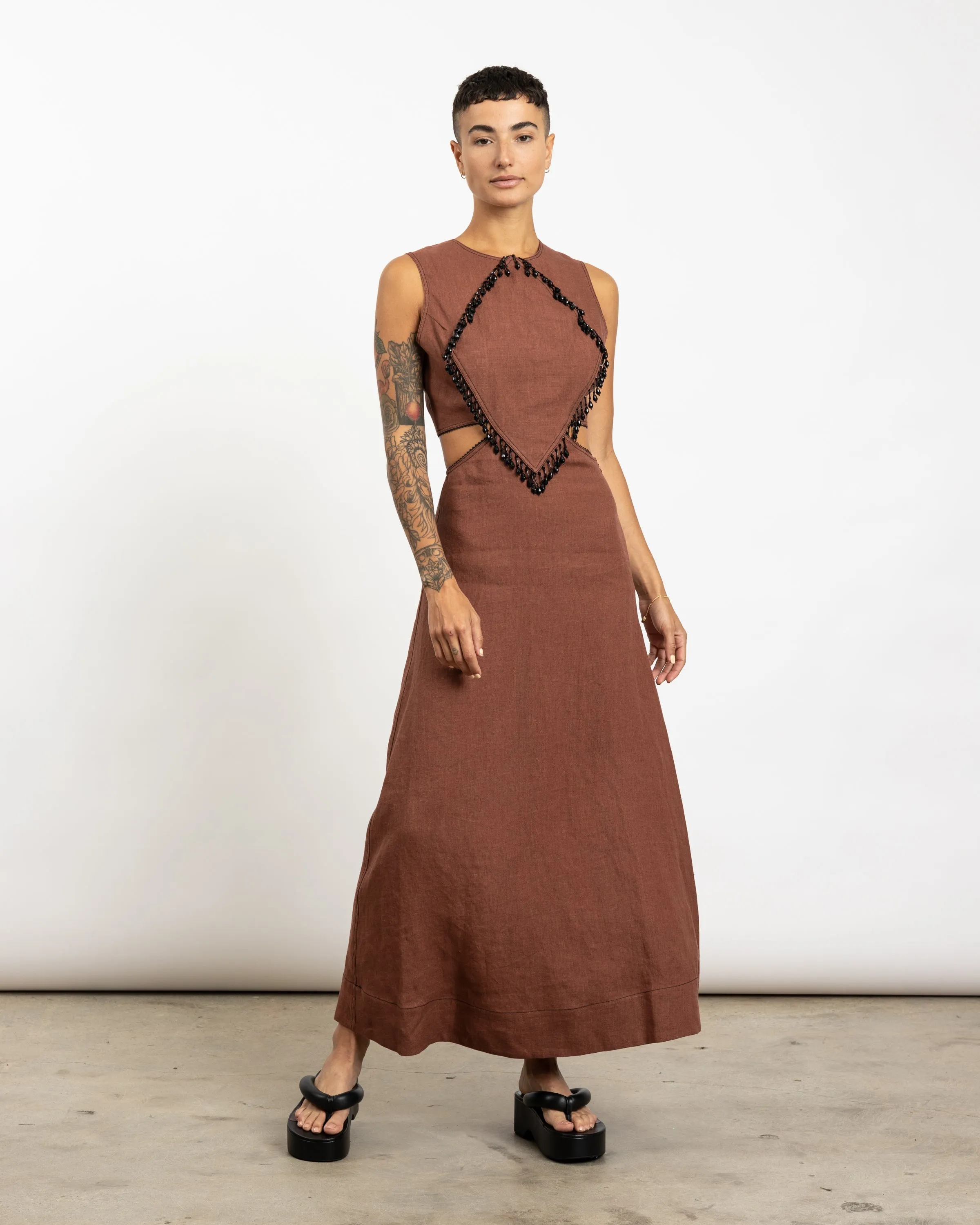 Hemp Maxi Dress in Root Beer