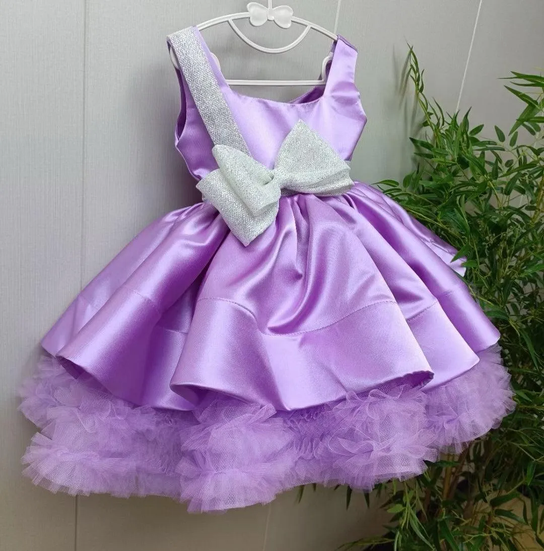 High-end customized Flower Princess dress for girls Christmas big bow princess dress