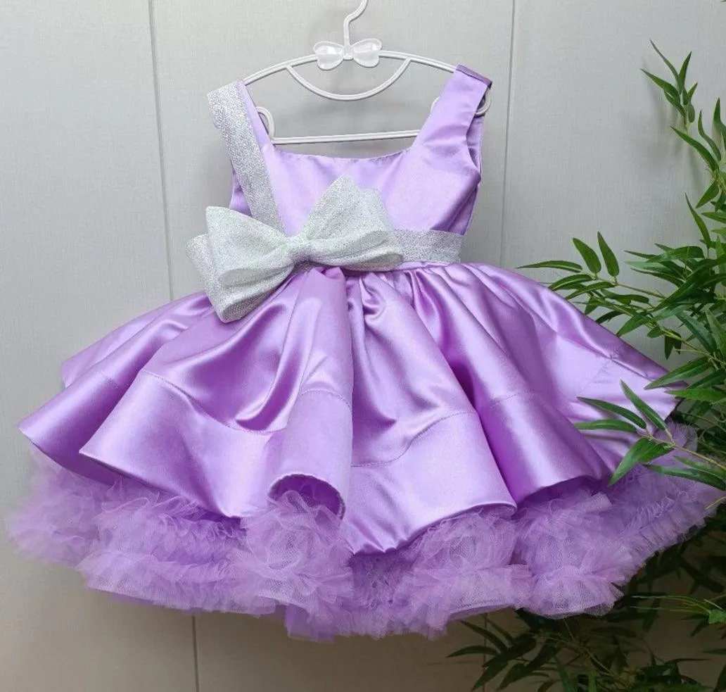 High-end customized Flower Princess dress for girls Christmas big bow princess dress