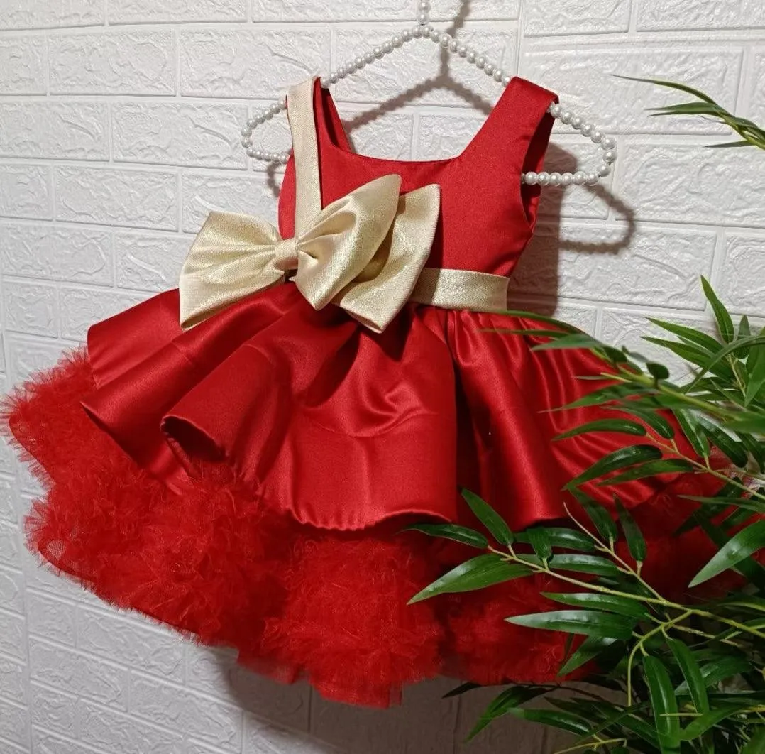 High-end customized Flower Princess dress for girls Christmas big bow princess dress