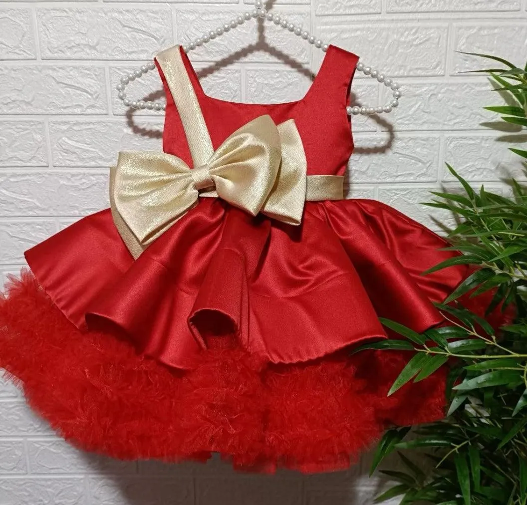 High-end customized Flower Princess dress for girls Christmas big bow princess dress