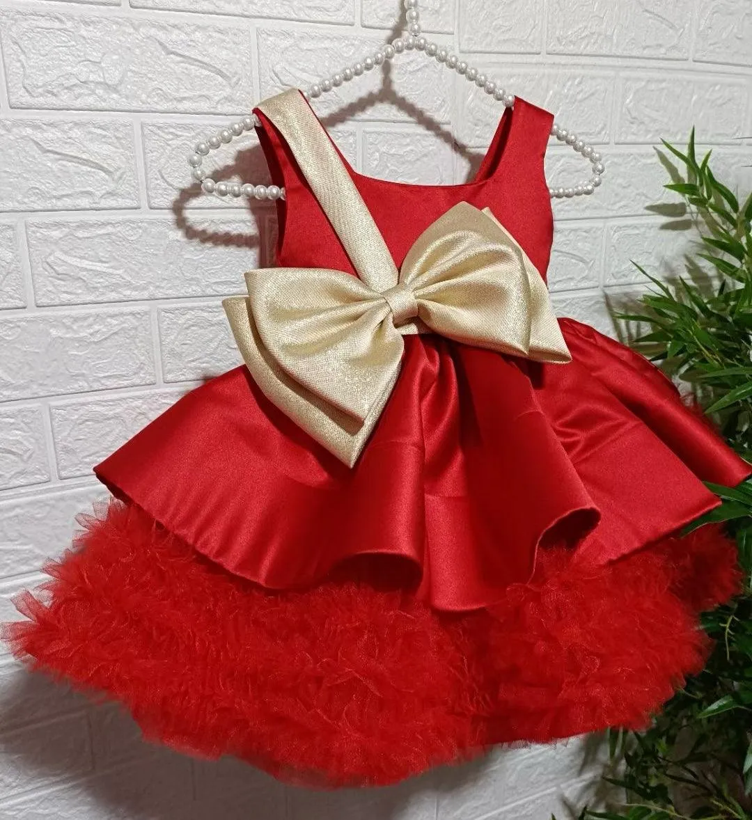 High-end customized Flower Princess dress for girls Christmas big bow princess dress