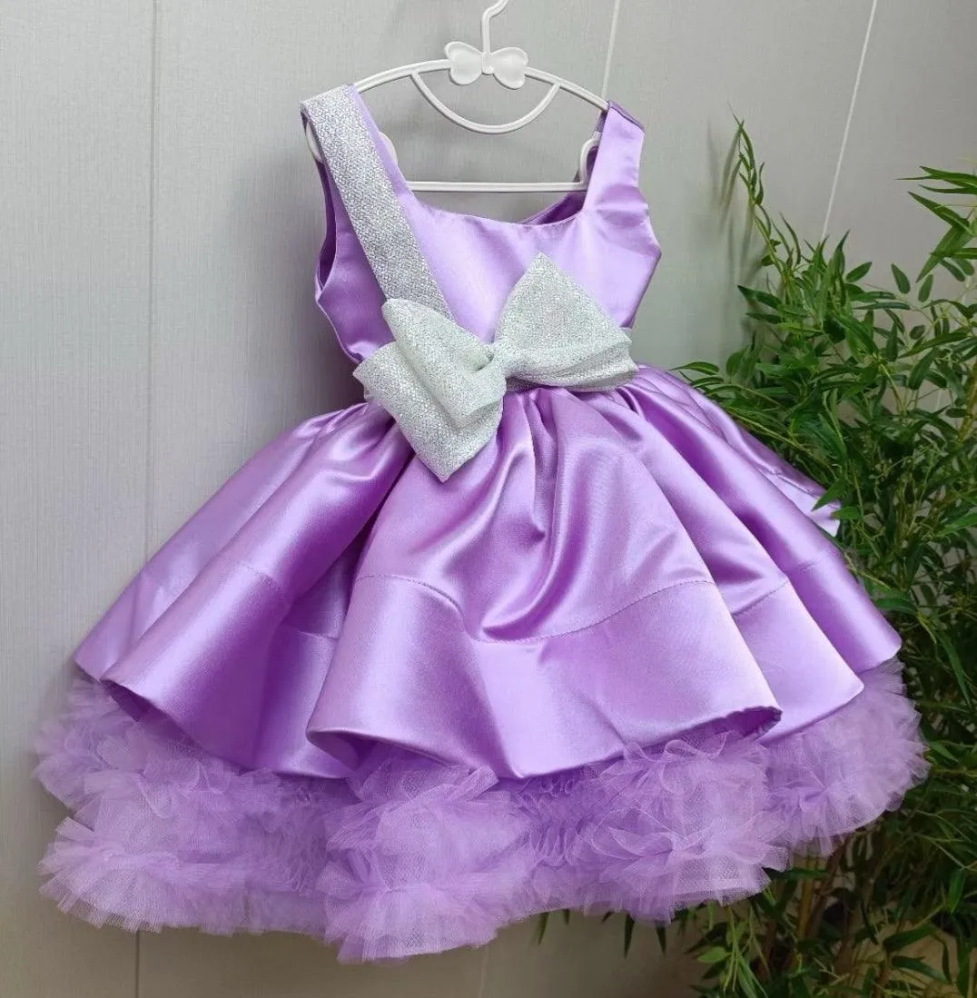 High-end customized Flower Princess dress for girls Christmas big bow princess dress