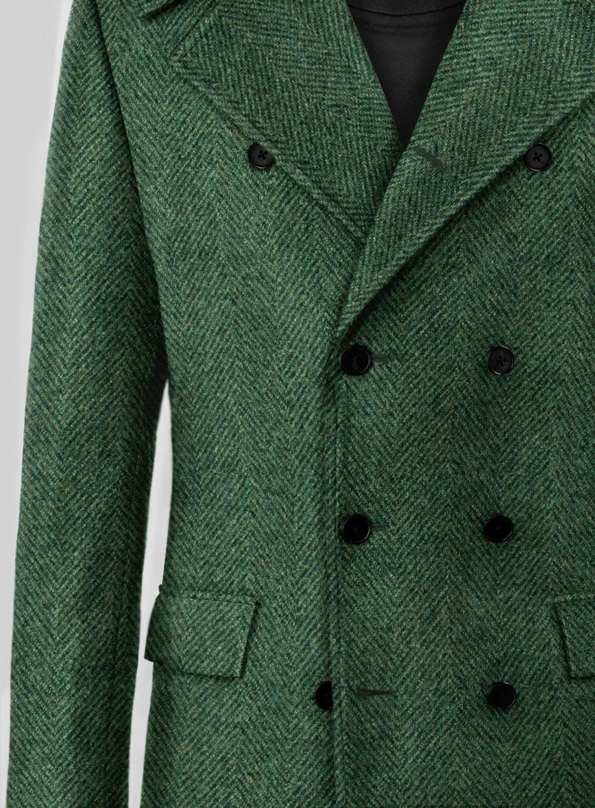 Highlander Heavy Green Herringbone Tweed GQ Overcoat