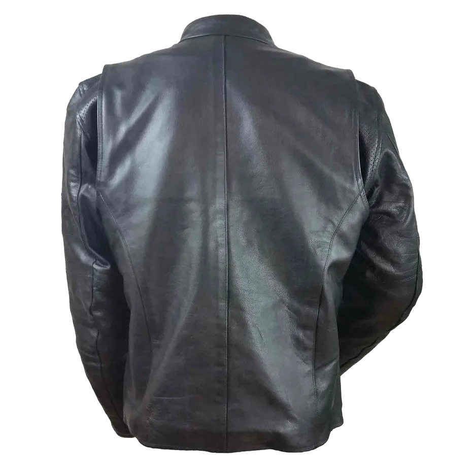 HMM539 Men's Leather Vented Scooter Jacket with Perforated Arm & Shoulder