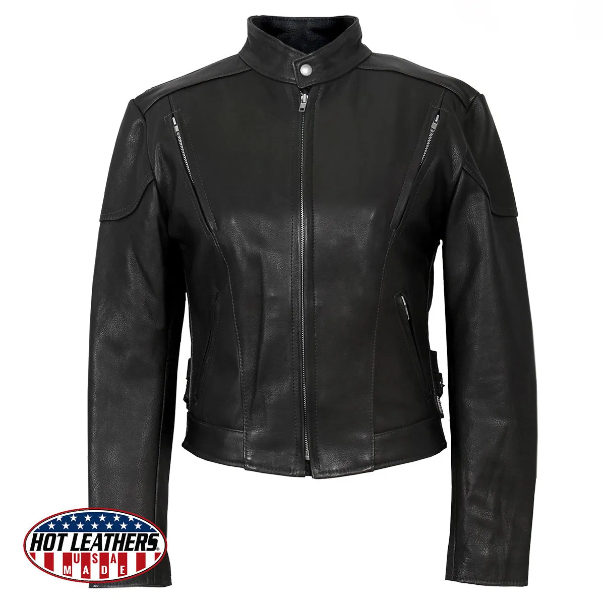 Hot Leathers JKL5001 USA Made Ladies Vented Black Leather Jacket