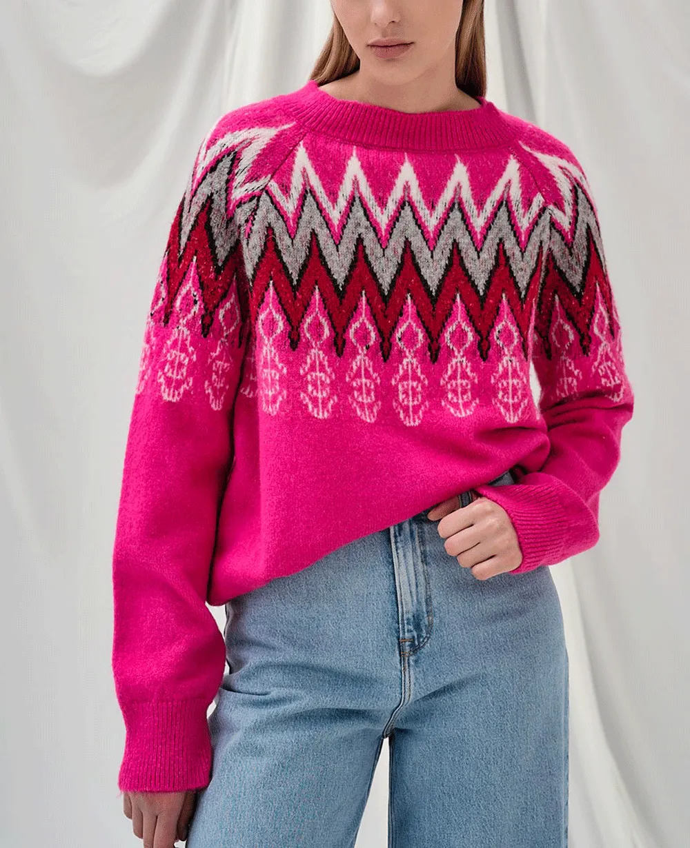 JACQUARD ROUND NECK PULLOVER "MEROPI"