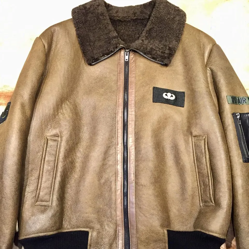 Kashani Shearling Army Green Bomber Jacket