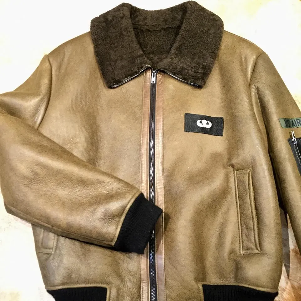 Kashani Shearling Army Green Bomber Jacket