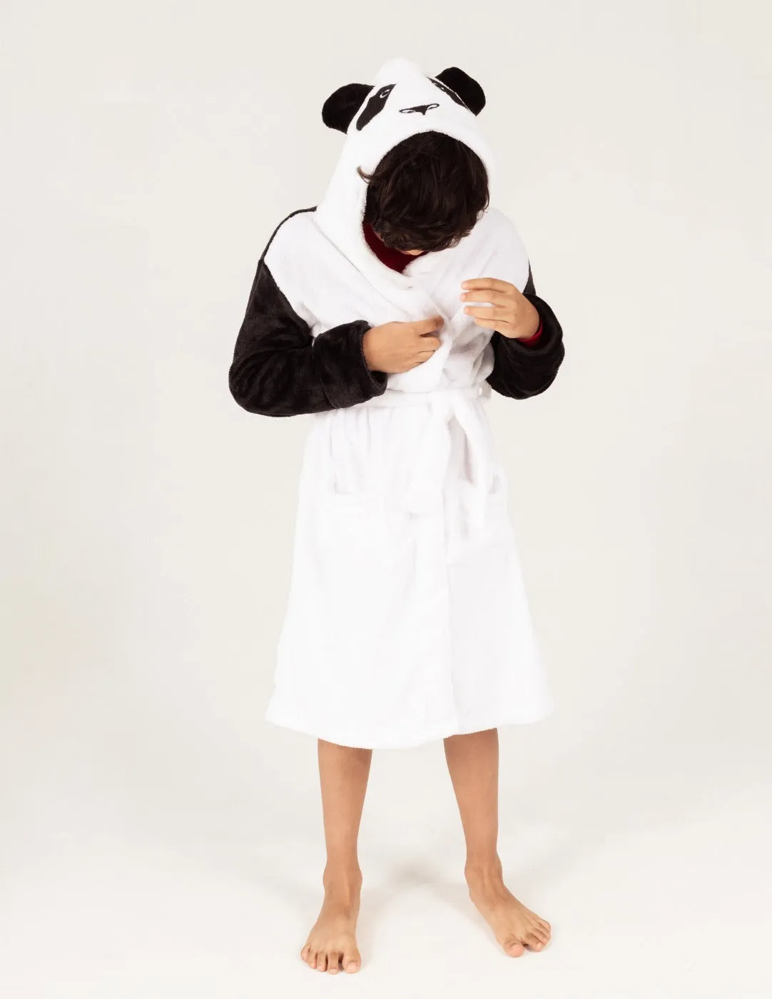 Kids Fleece Hooded Panda Robe