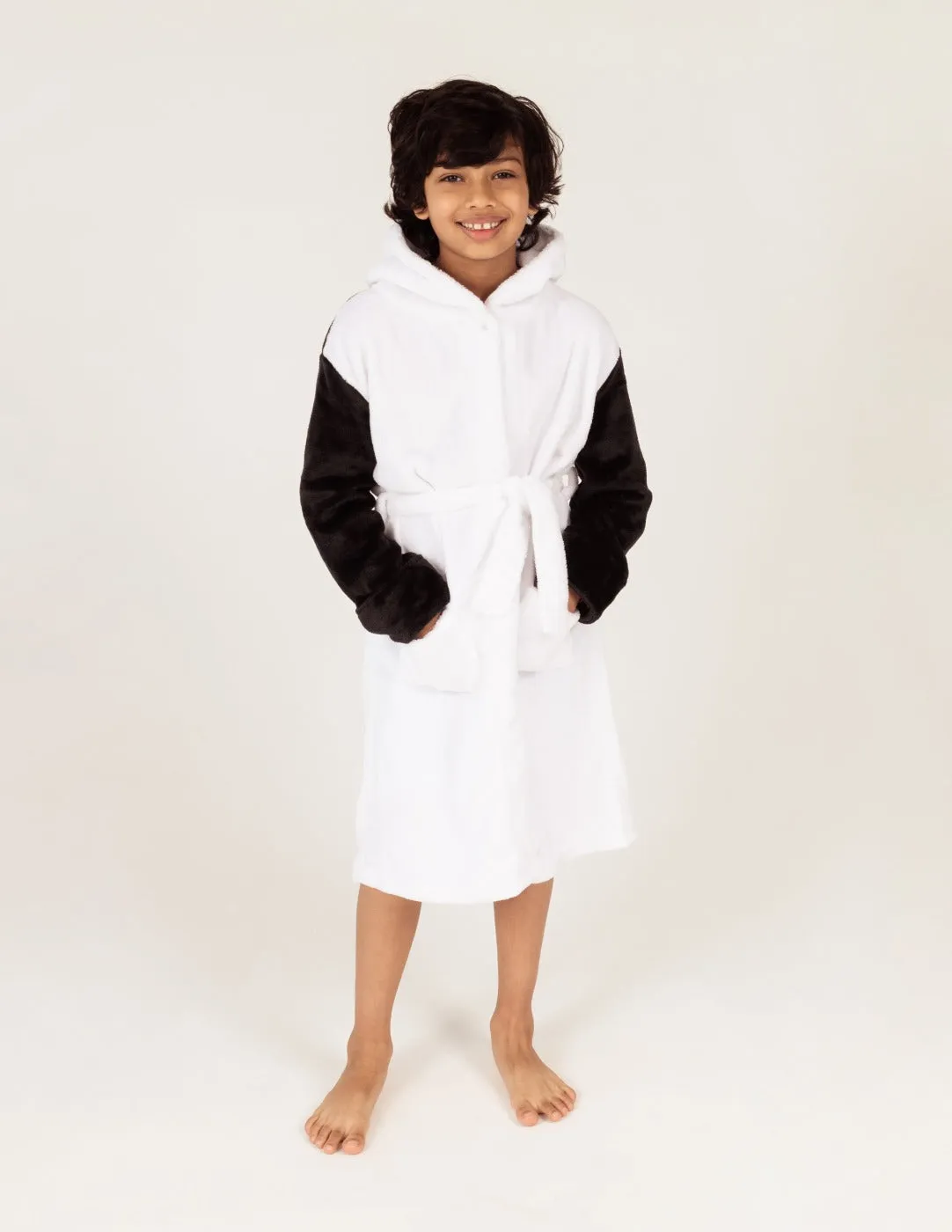 Kids Fleece Hooded Panda Robe