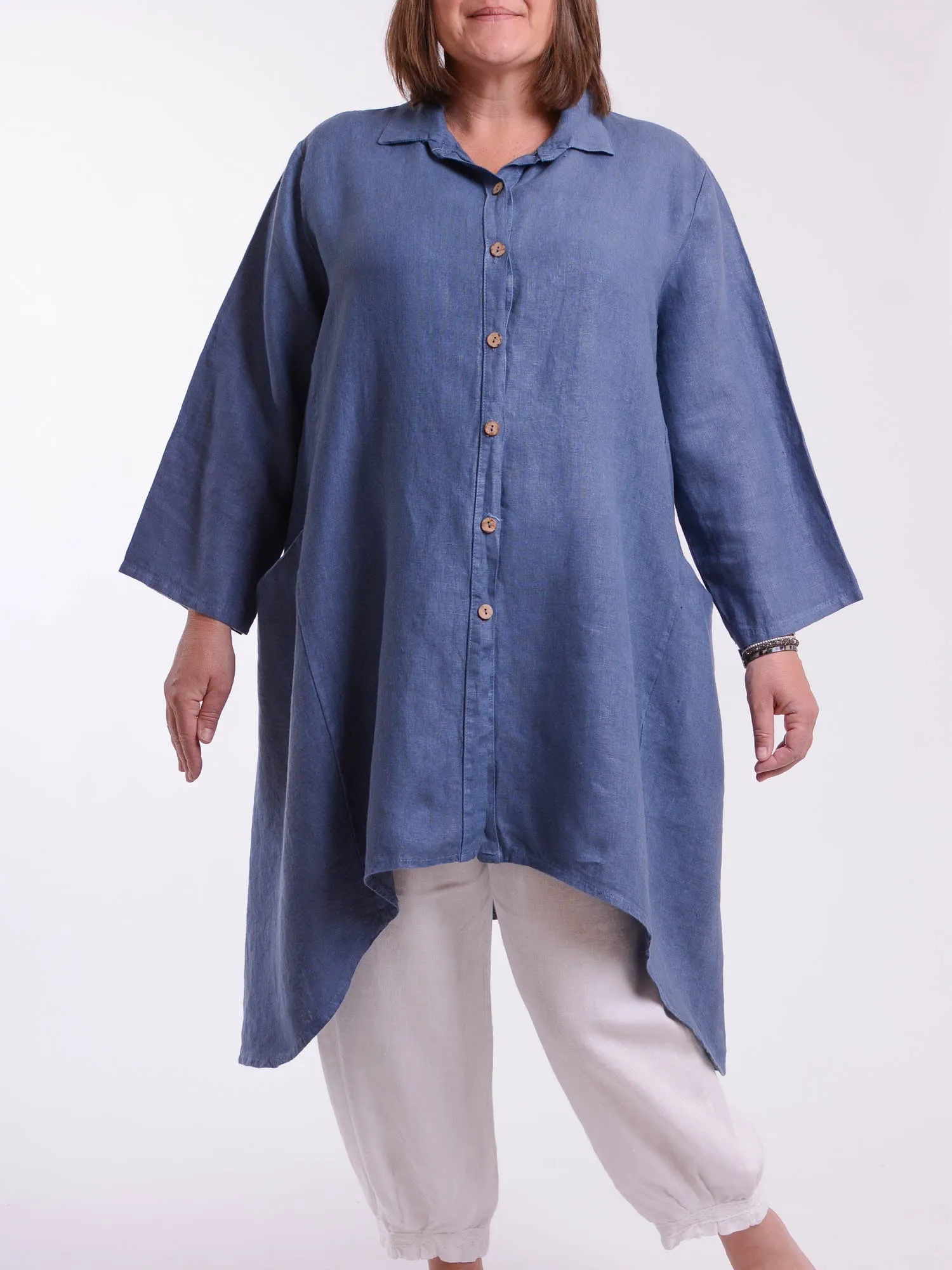 Lagenlook Heavy Linen Shirt Dress - 9445