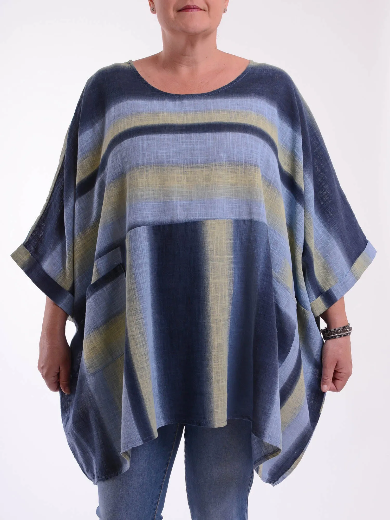 Lagenlook Oversized Cotton Striped Tunic - 10077 STRIPE