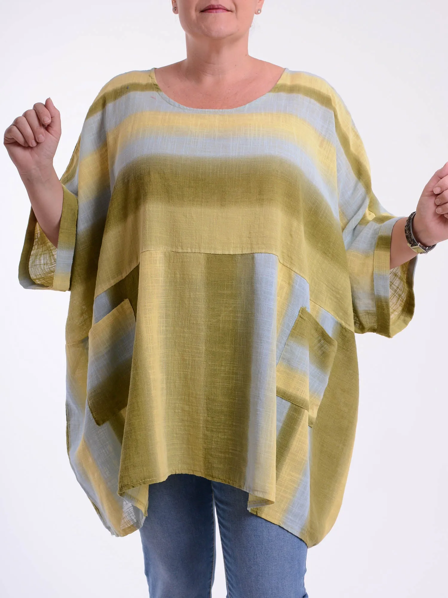 Lagenlook Oversized Cotton Striped Tunic - 10077 STRIPE