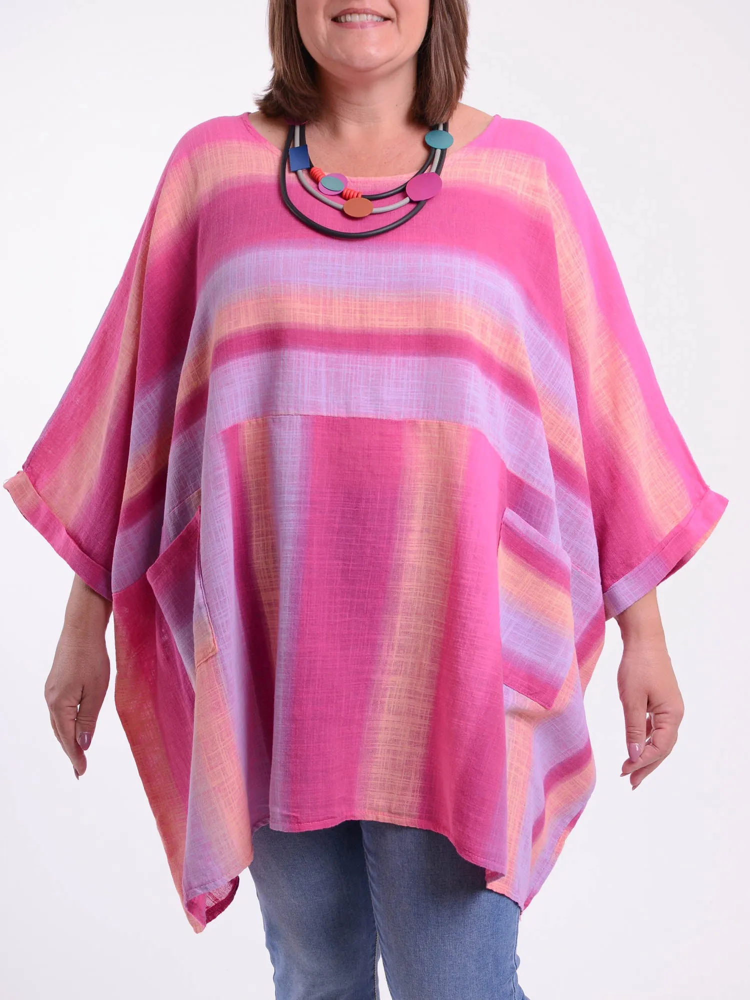 Lagenlook Oversized Cotton Striped Tunic - 10077 STRIPE