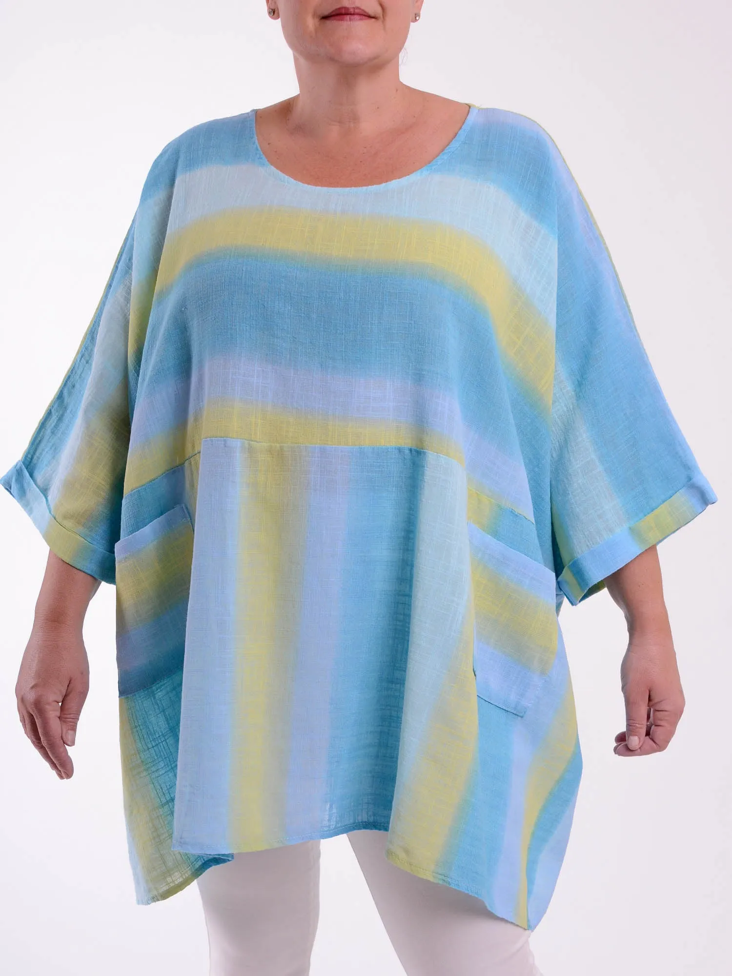 Lagenlook Oversized Cotton Striped Tunic - 10077 STRIPE