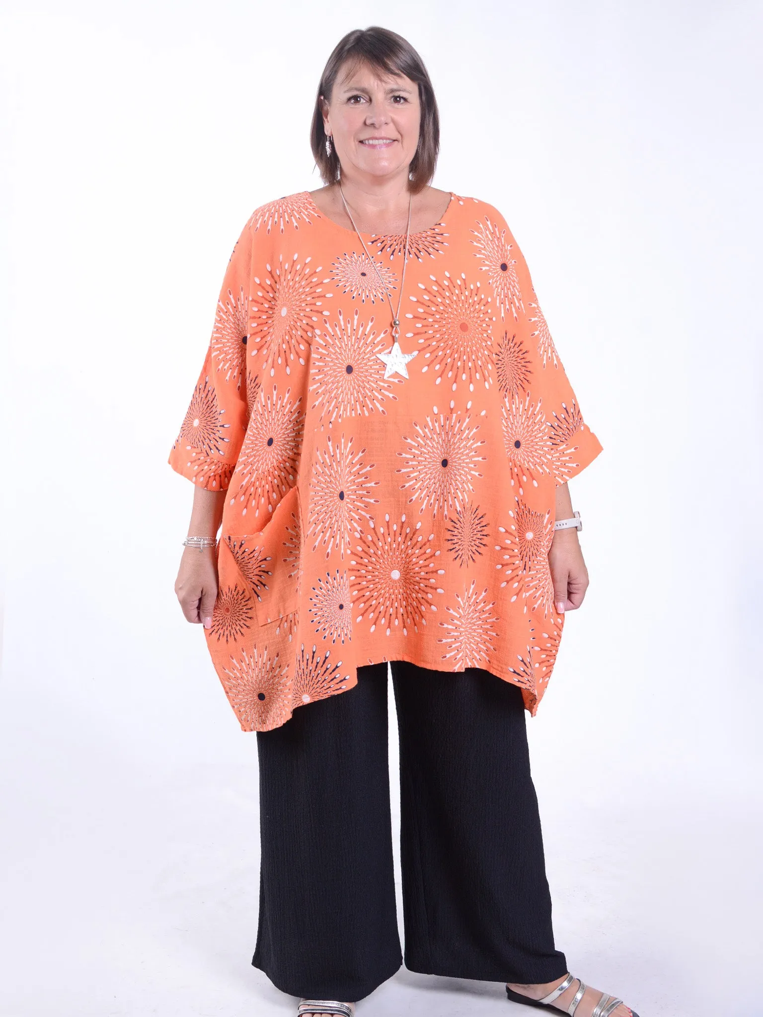 Lagenlook Oversized Cotton Tunic - 10077 SPLASH