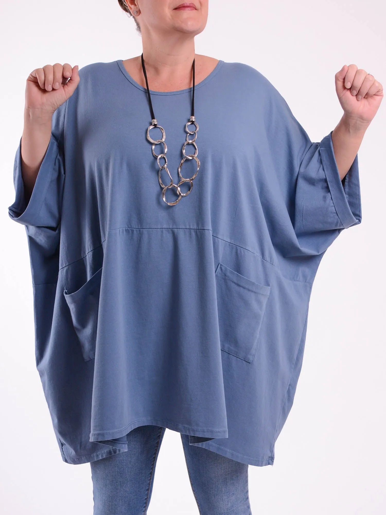 Lagenlook Oversized Jersey Cotton Tunic -10077C PLAIN