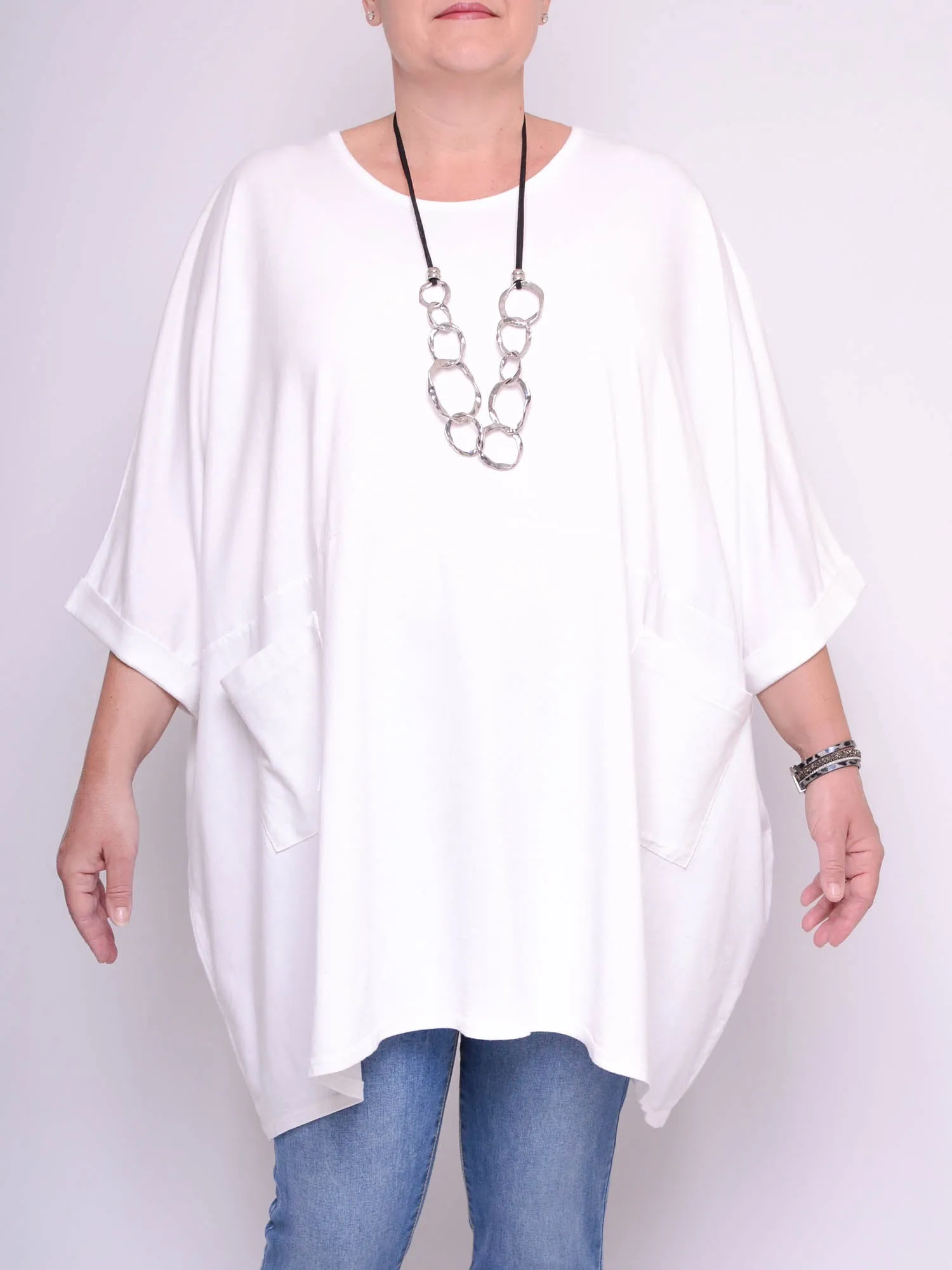 Lagenlook Oversized Jersey Cotton Tunic -10077C PLAIN