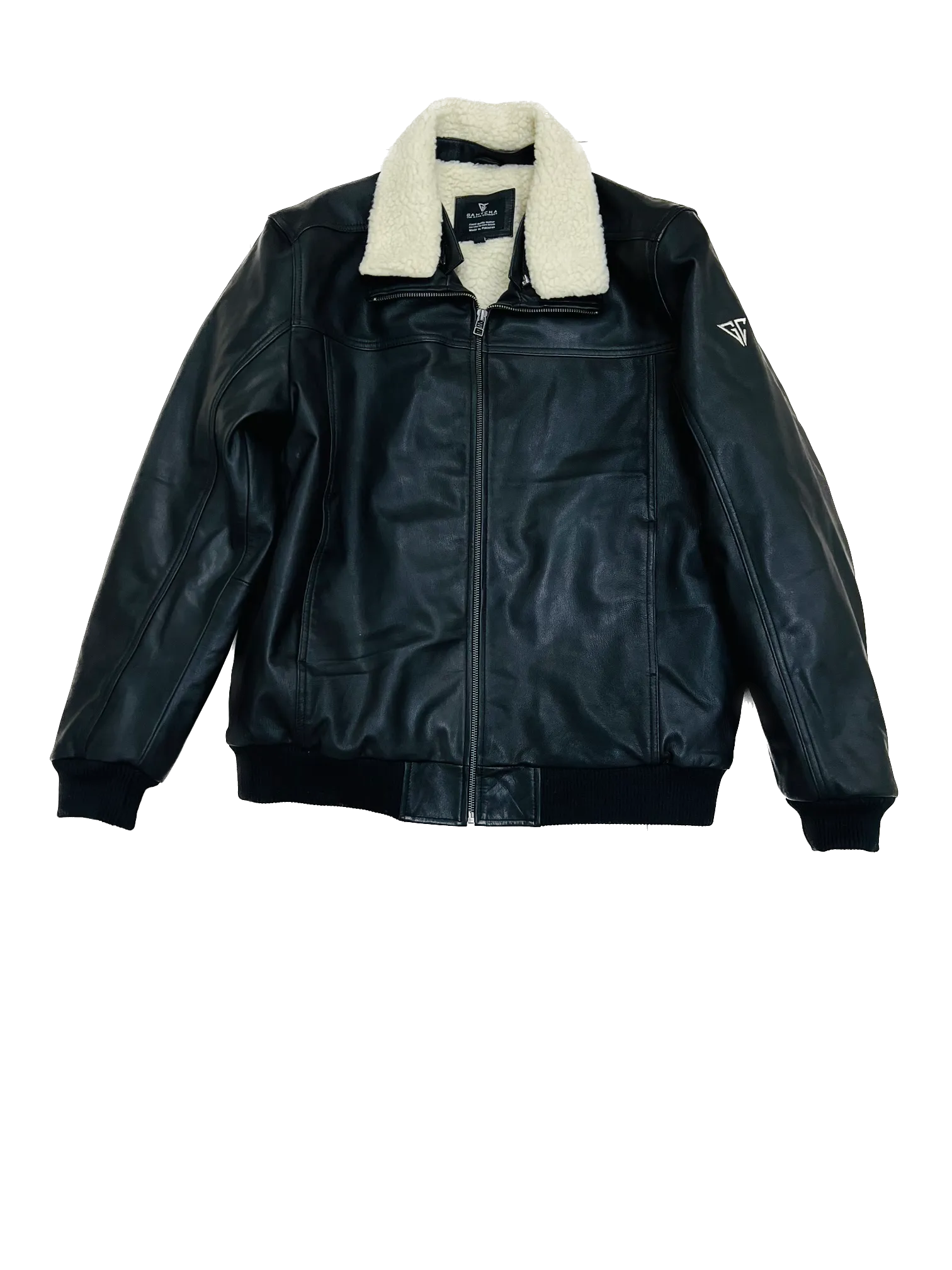 Lambskin Leather Removable Collar Jacket  6M