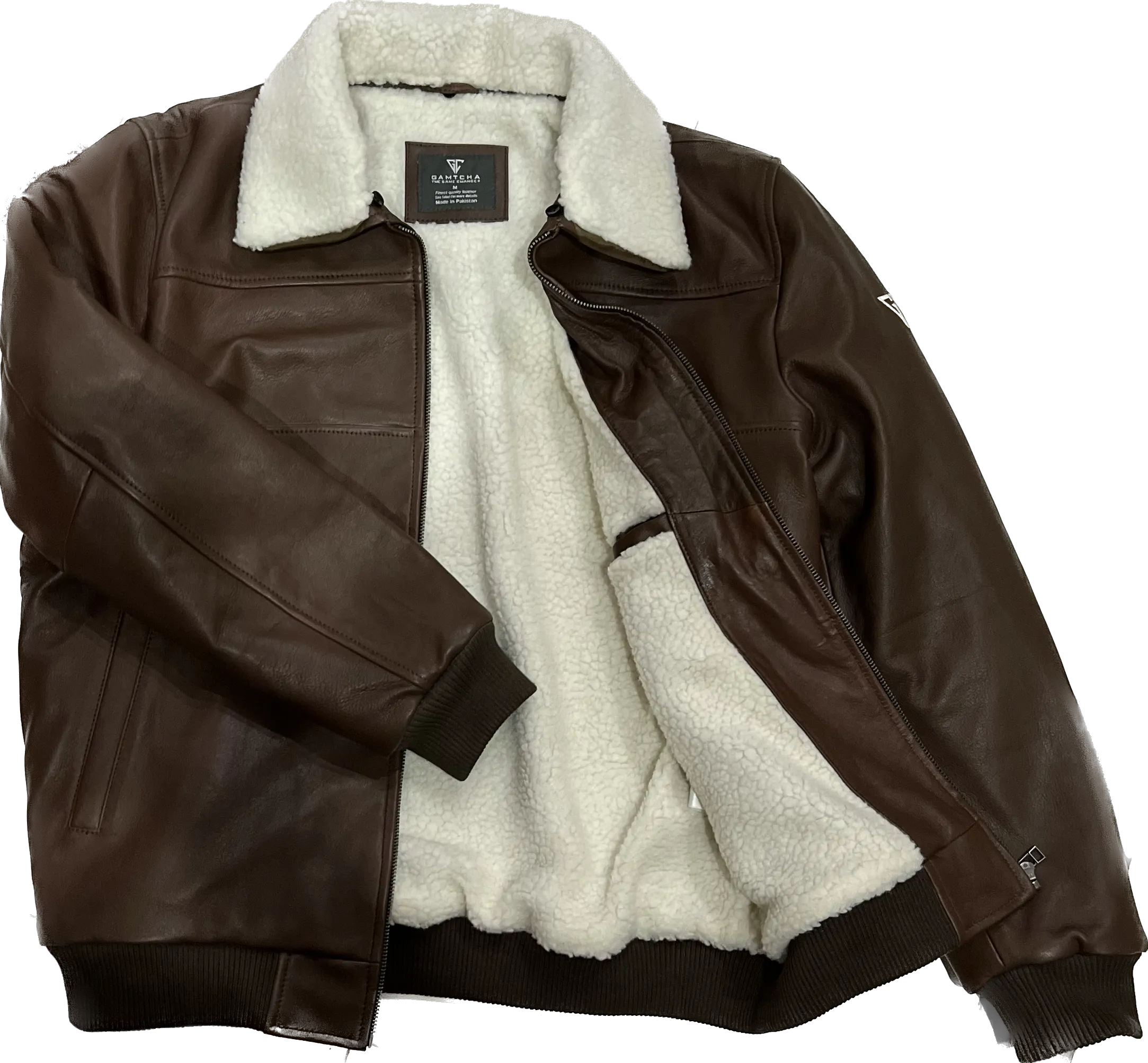 Lambskin Leather Removable Collar Jacket  6M