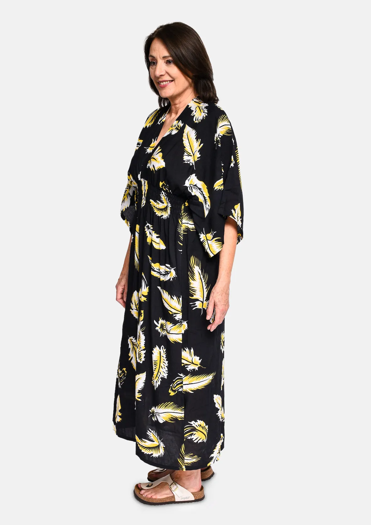 Leaf Print Maxi Dress