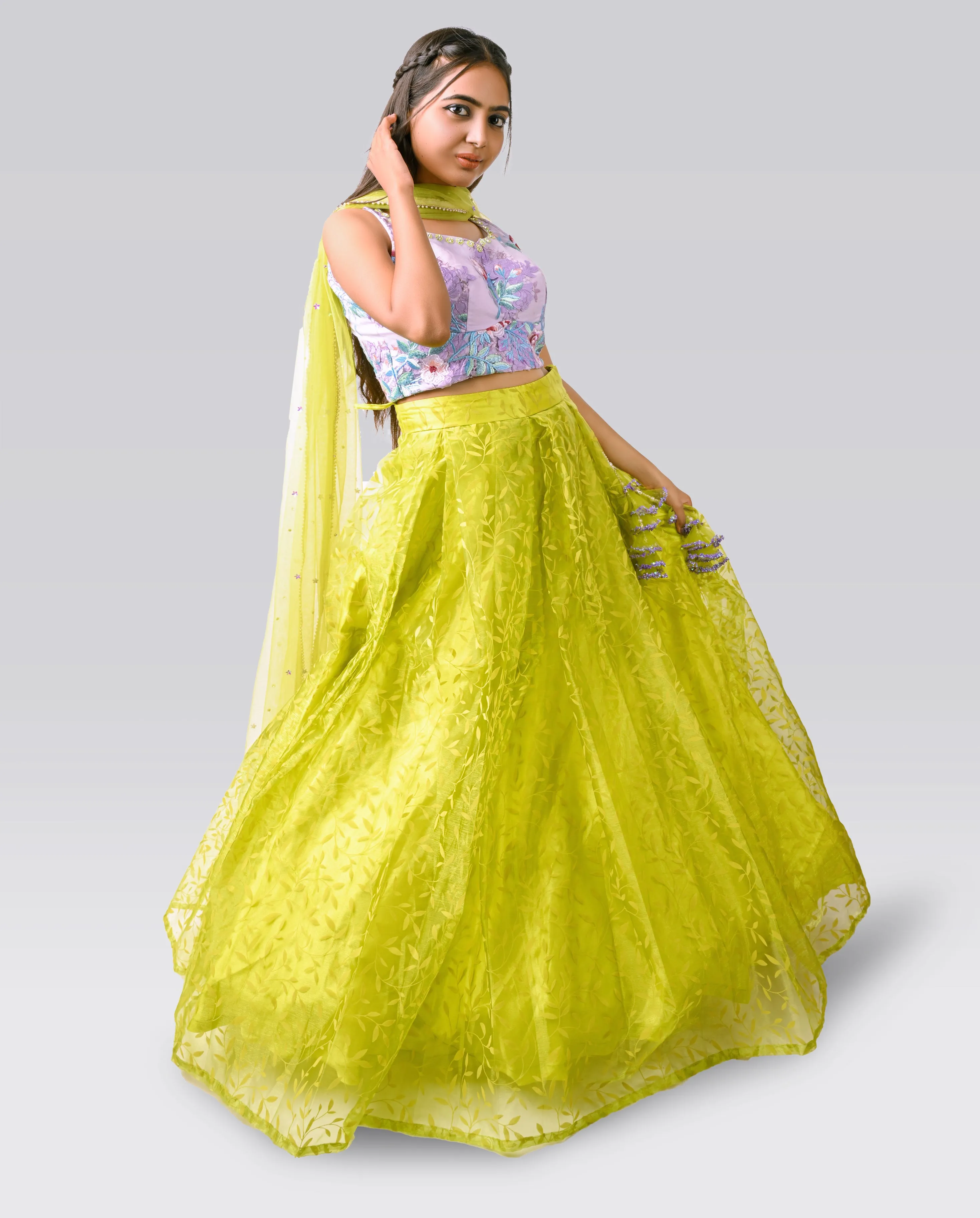 Leafy Lehenga in Yellow