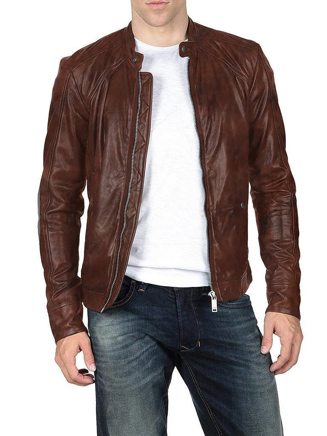 Leather Jackets Hub Mens Genuine Lambskin Leather Jacket (Black, Classic Jacket) - 1501011