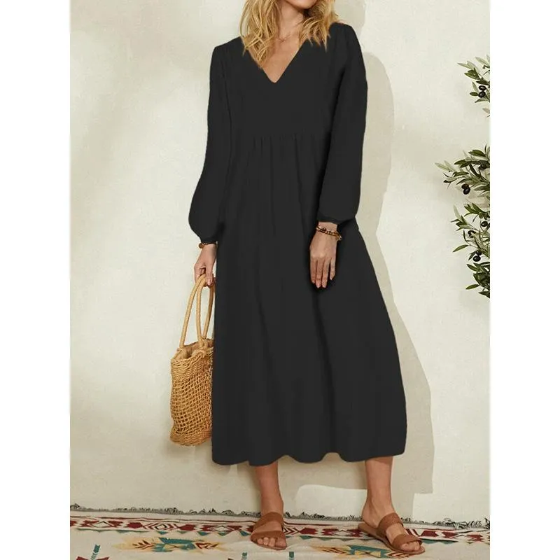 Leisure Cotton Long Sleeves Day Dresses