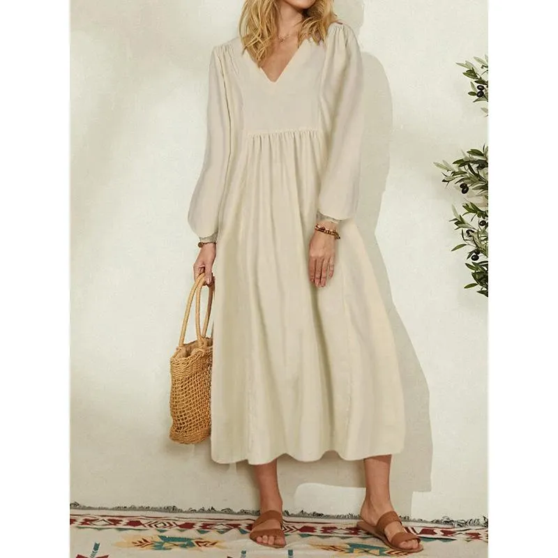 Leisure Cotton Long Sleeves Day Dresses