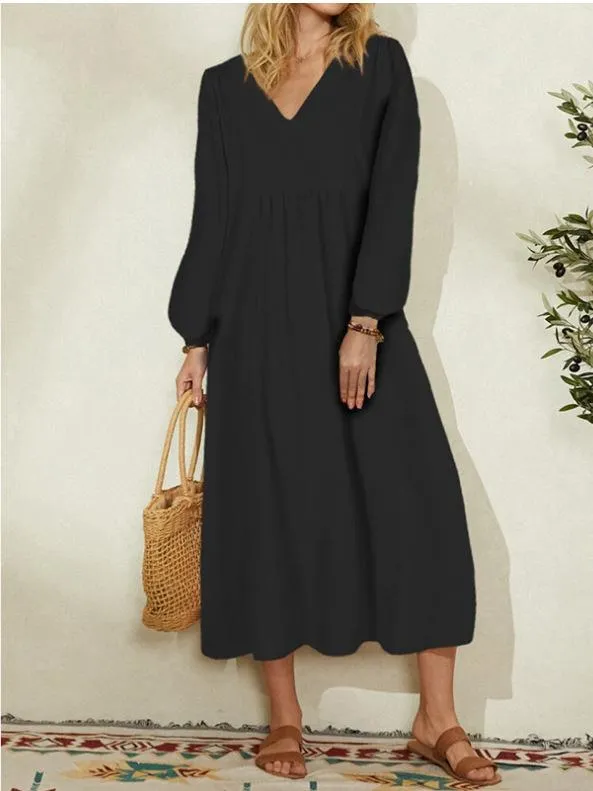 Leisure Cotton Long Sleeves Day Dresses