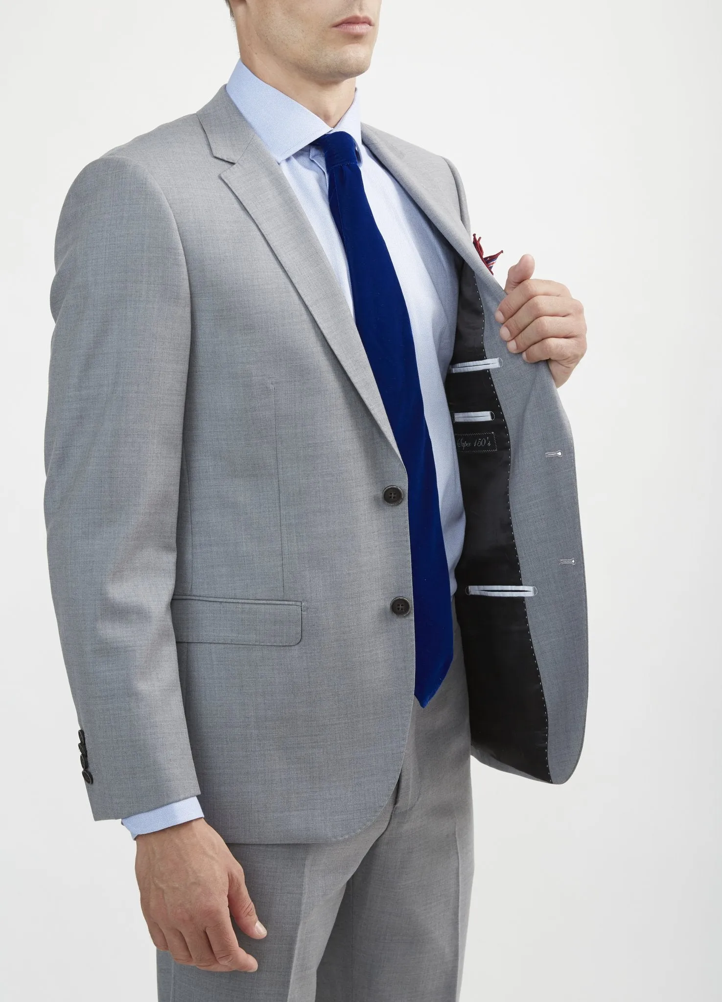 Lite Grey Suit Jacket Made From 100% Merino Wool