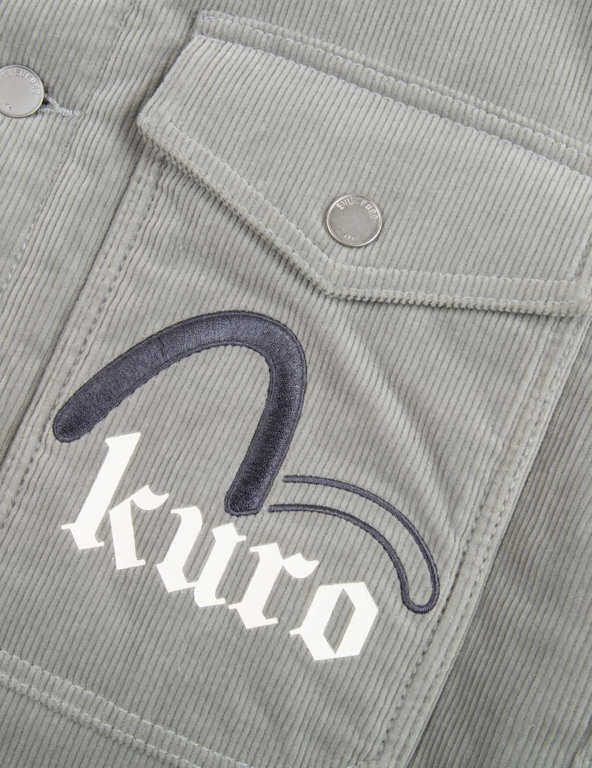 Logo Embroidered Corduroy Shirt Jacket with Sleeves Blocking