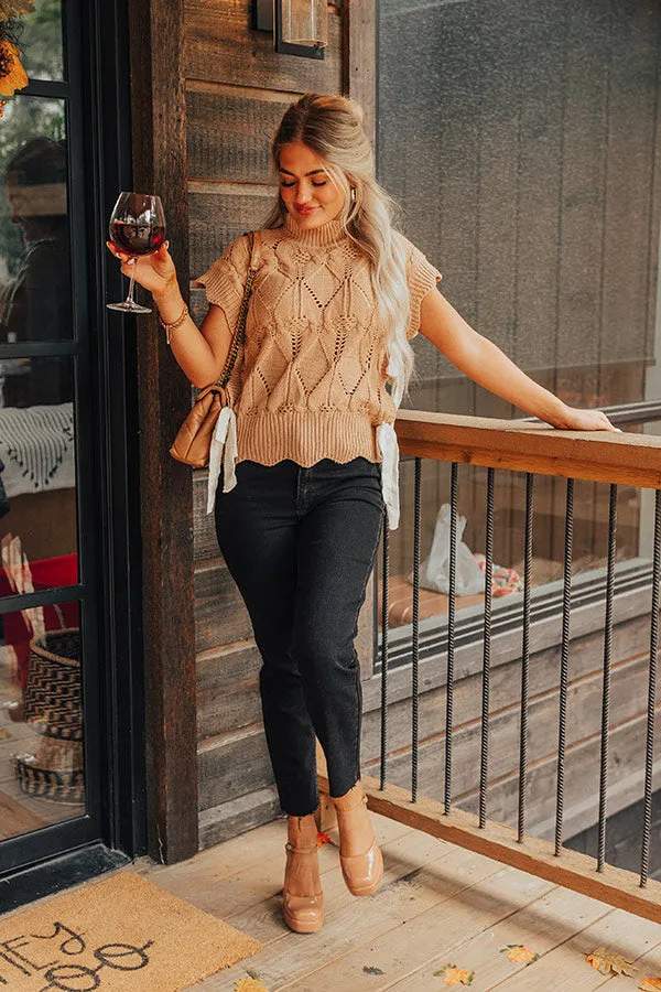 Long Weekend Wonderful Knit Sweater Top In Iced Latte