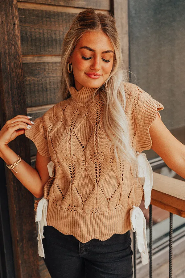 Long Weekend Wonderful Knit Sweater Top In Iced Latte