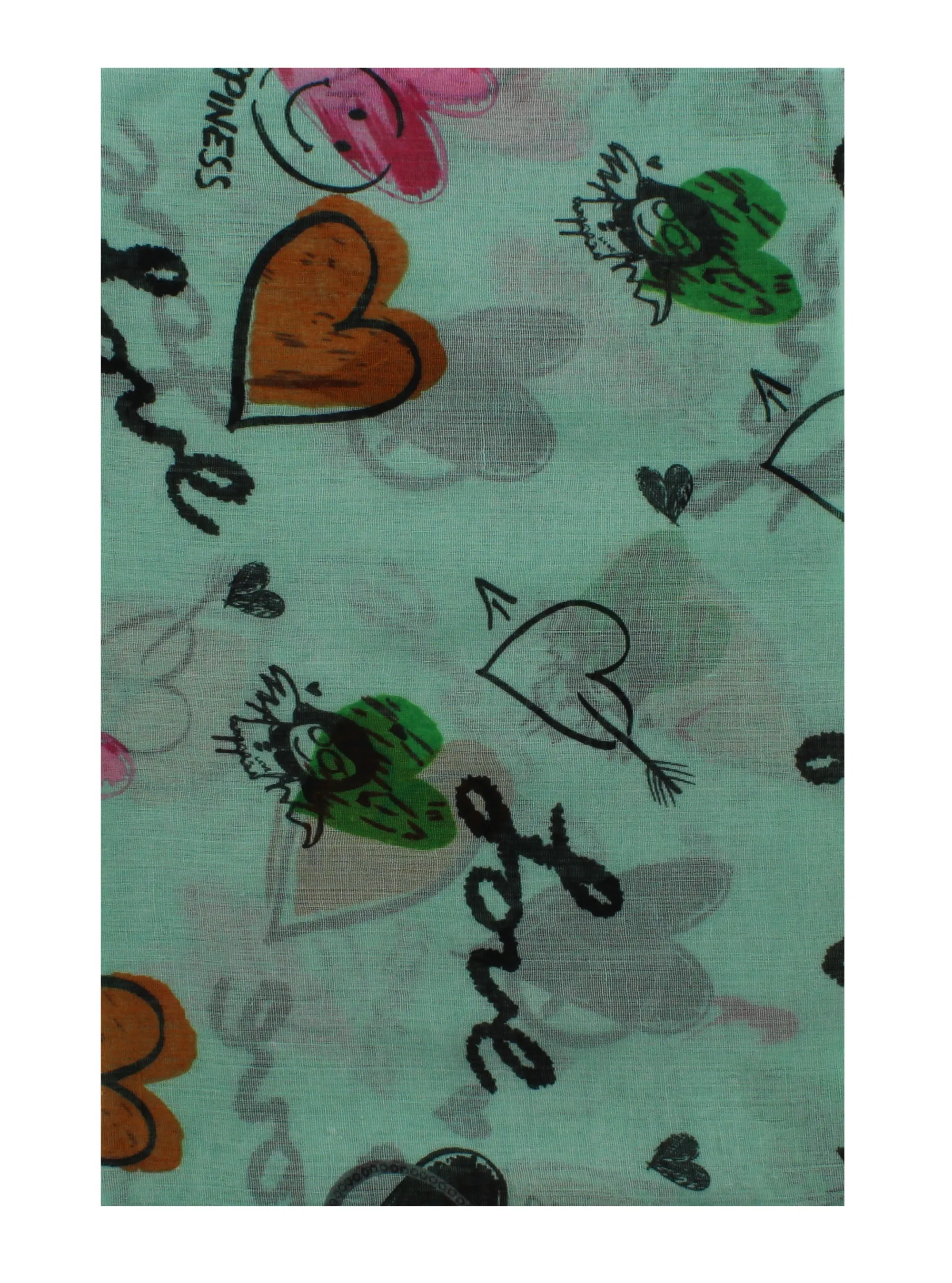 Love, Happiness, Peace & Heart Print on Scarf