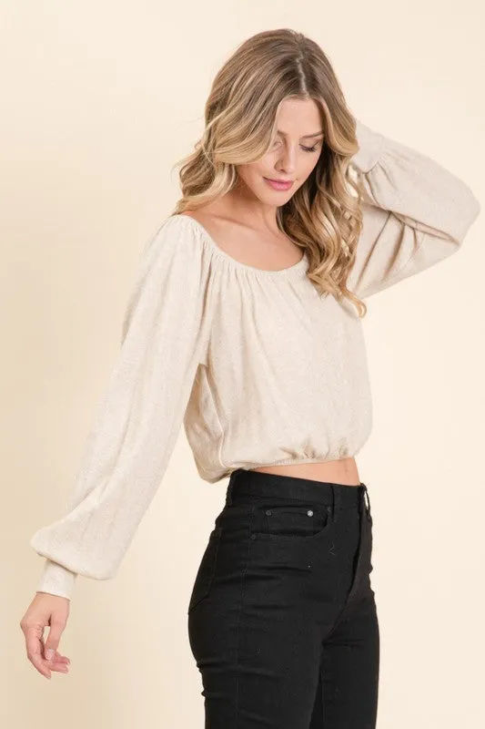 Lumiere Casual Crop Top - Oatmeal