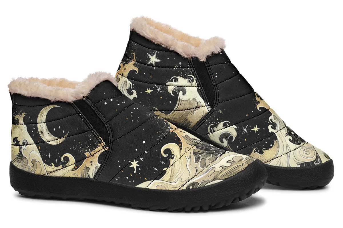 Lunar Tide Winter Sneakers - Warm & Easy Slip-On Shoes Lined with Vegan Wool with Anti-Slip Soles