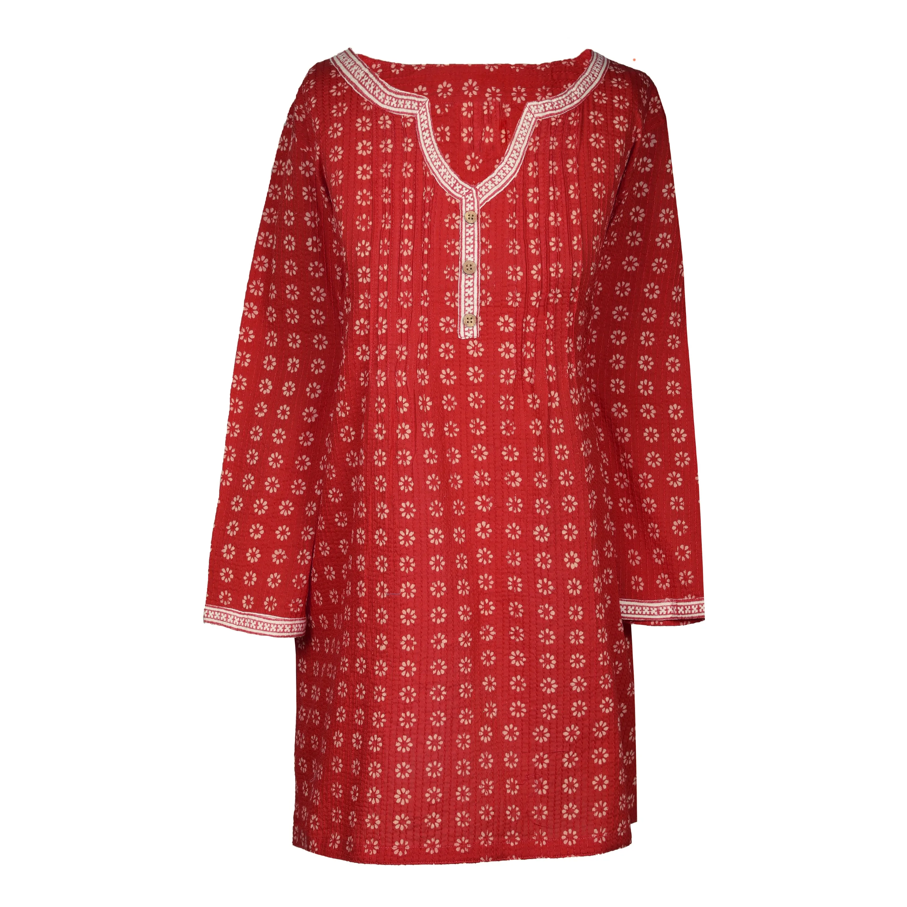 Manisha Red Floral Cotton Tunic