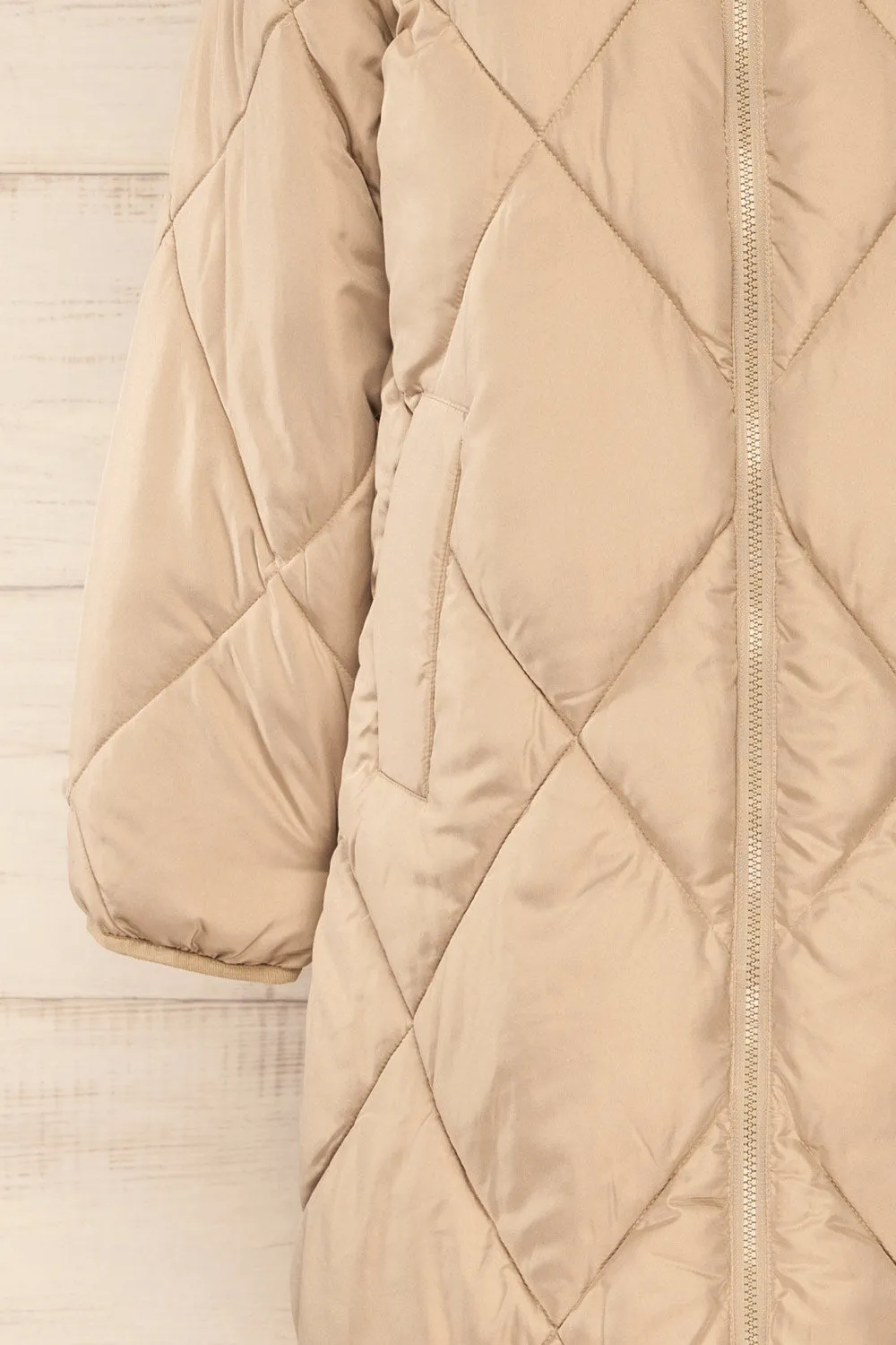 Manizales Beige | Long Quilted Coat