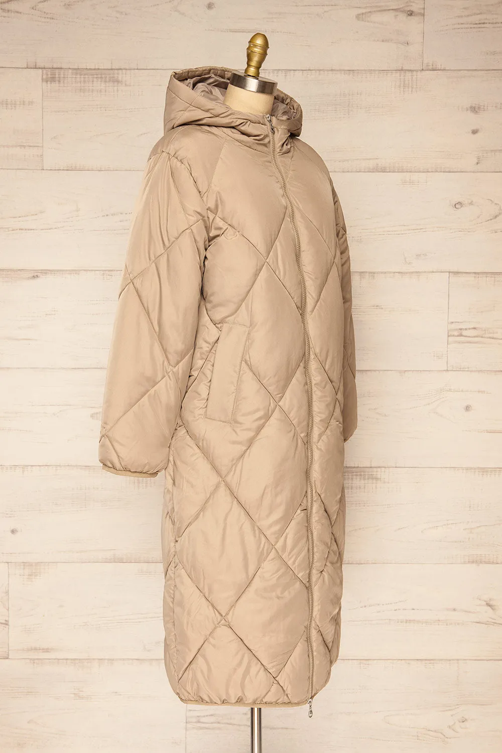 Manizales Beige | Long Quilted Coat