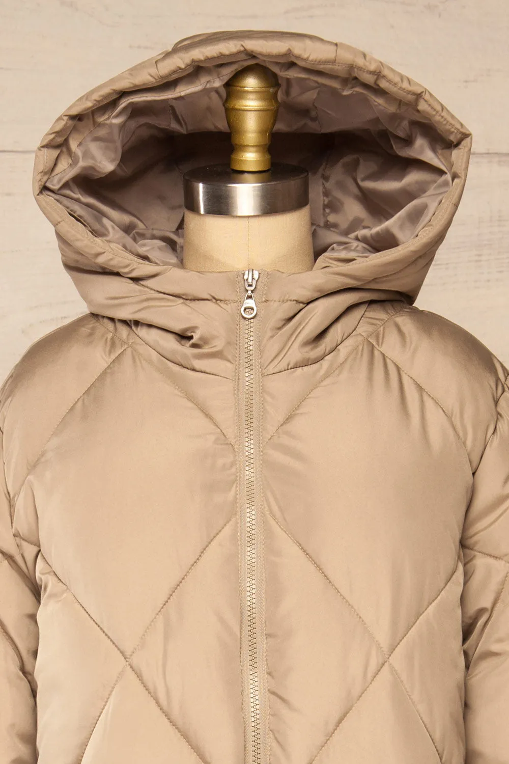 Manizales Beige | Long Quilted Coat