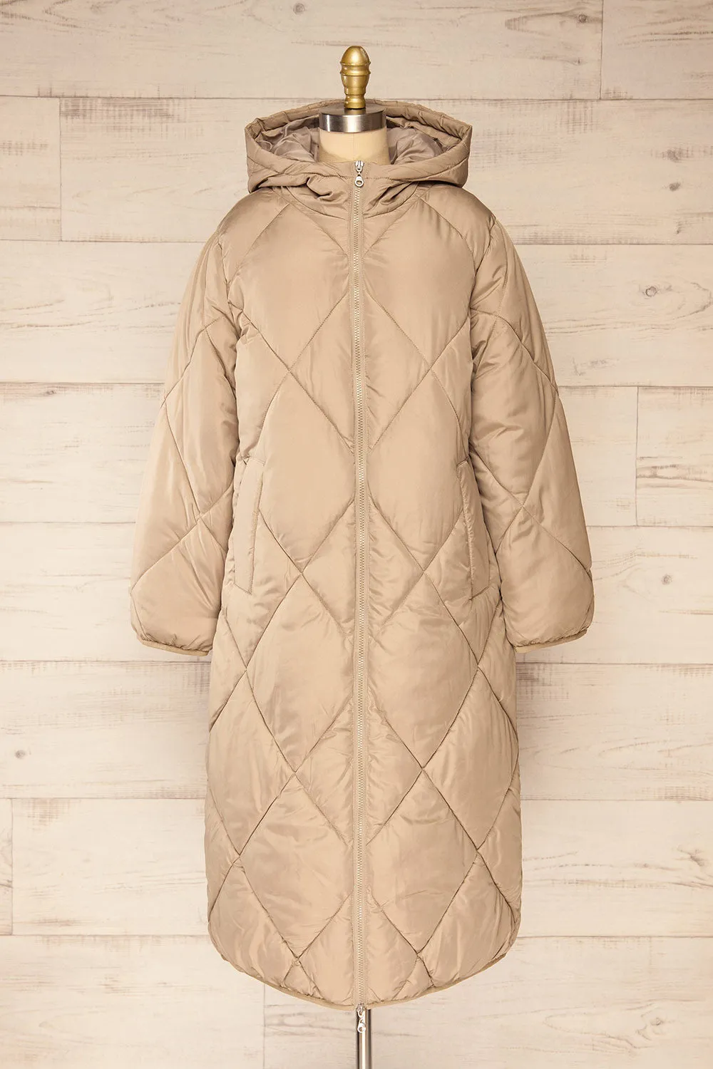 Manizales Beige | Long Quilted Coat