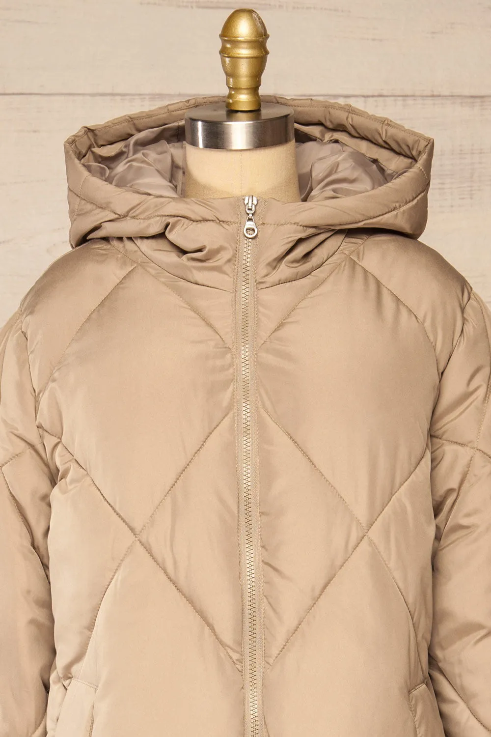 Manizales Beige | Long Quilted Coat