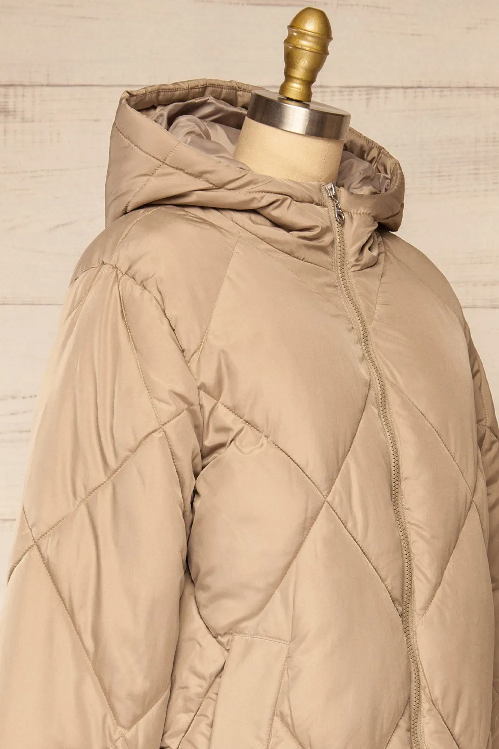 Manizales Beige | Long Quilted Coat