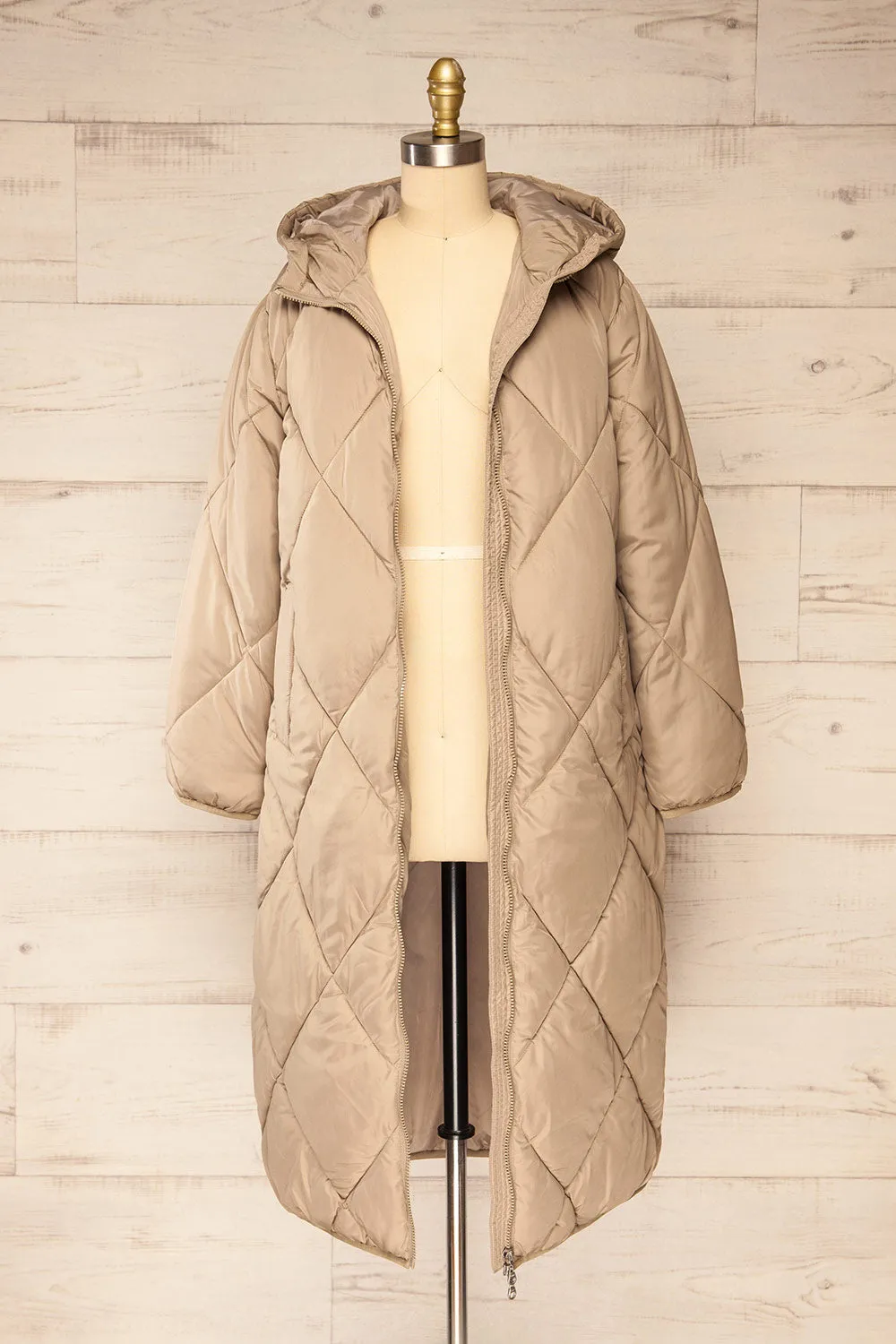 Manizales Beige | Long Quilted Coat