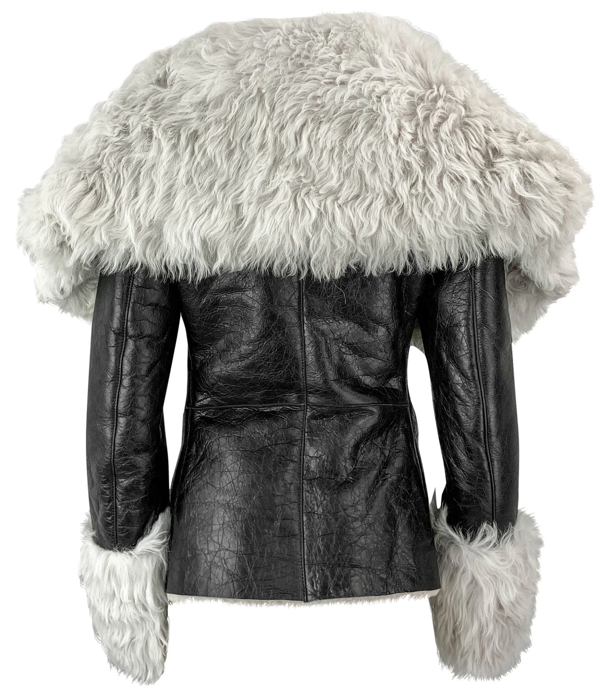 Marni Shearling Collar-Cuff Jacket in Black