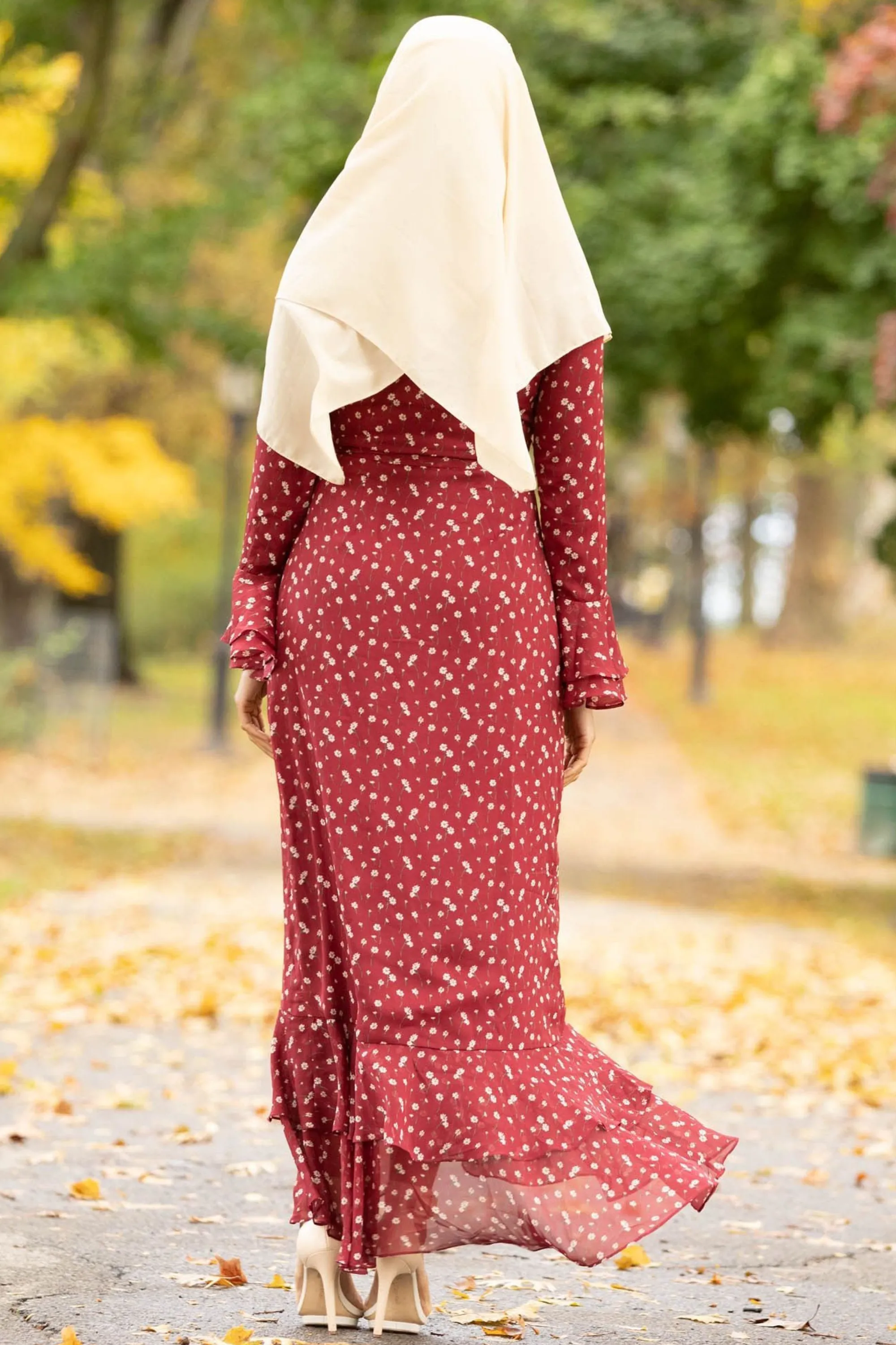 Maroon Daisy Button Down Maxi Dress-CLEARANCE