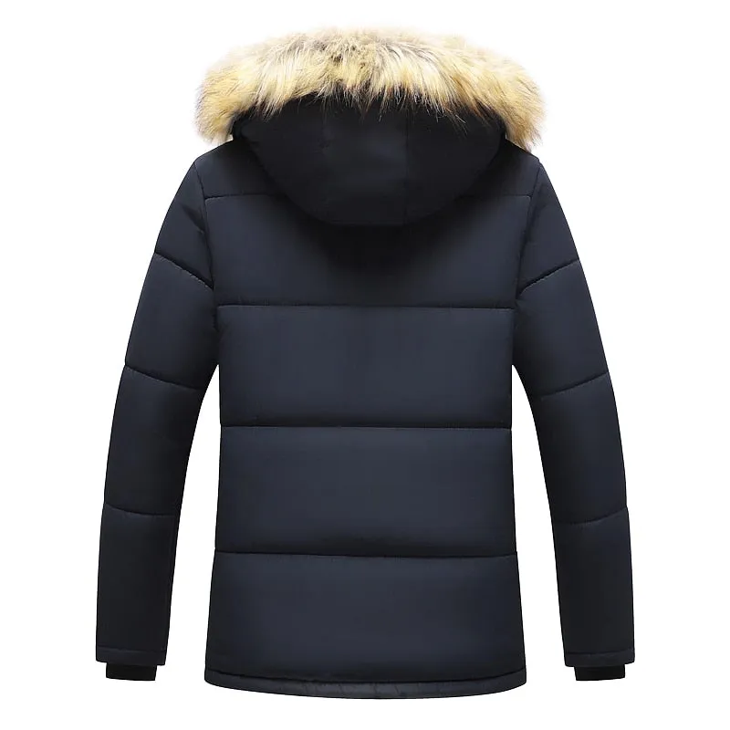 Men Winter Windproof Fleece Warm Thick Jacket Parkas Hooded Coat Parka